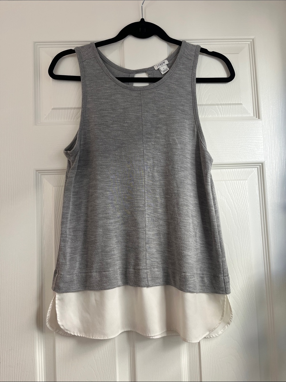 J. Crew Gray Tank with White Chiffon Hem